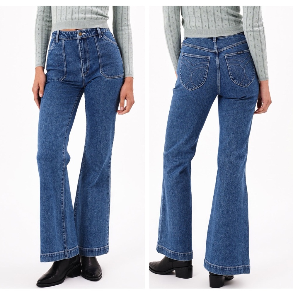 ROLLA'S Eastcoast Flare High Rise G' Day Mate Jeans Vintage Blue Size 30